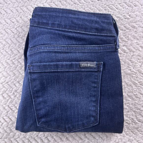 Women's Eddie Bauer Slightly Curvy Skinny Zip Ankle Dark Wash Denim Jeans Sz 2 - Picture 15 of 15